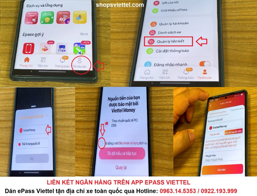 Hướng dẫn chuyển tài khoản giao thông trên VETC và ePass 4 Liên kết ngân hàng App ePass Viettel