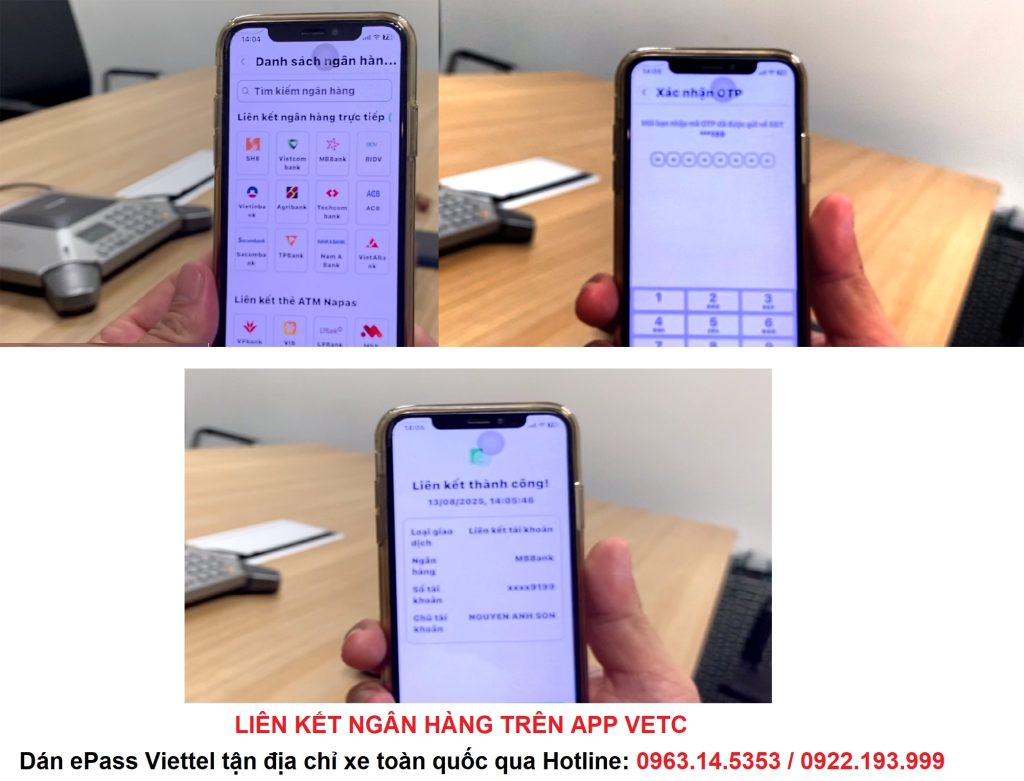 Hướng dẫn chuyển tài khoản giao thông trên VETC và ePass 3 Liên kết ngân hàng App VETC